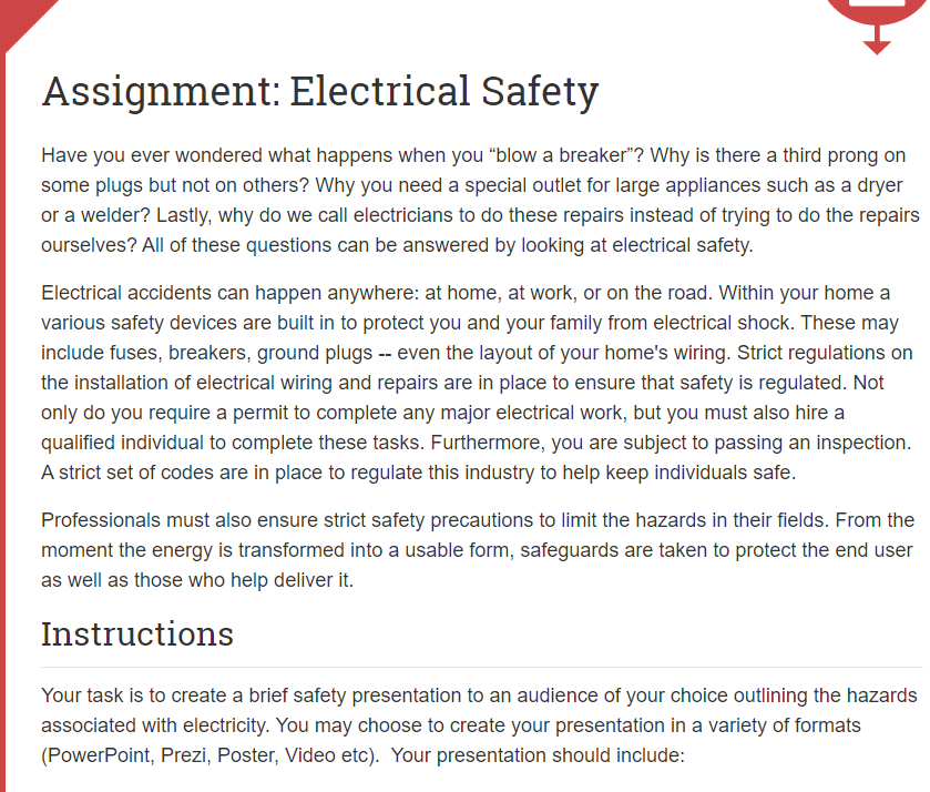 electrical safety assignment