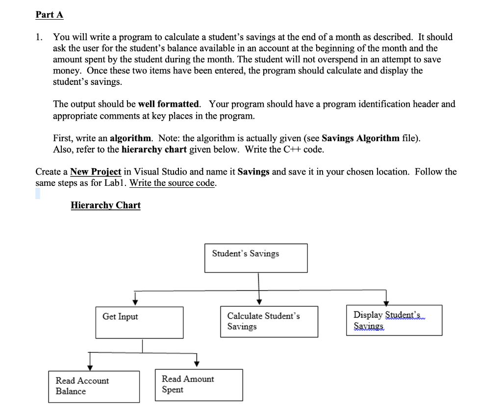 Solved Part A 1. You will write a program to calculate a | Chegg.com
