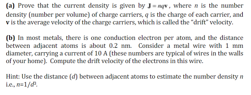 Solved (a) Prove that the current density is given by Jangy, | Chegg.com