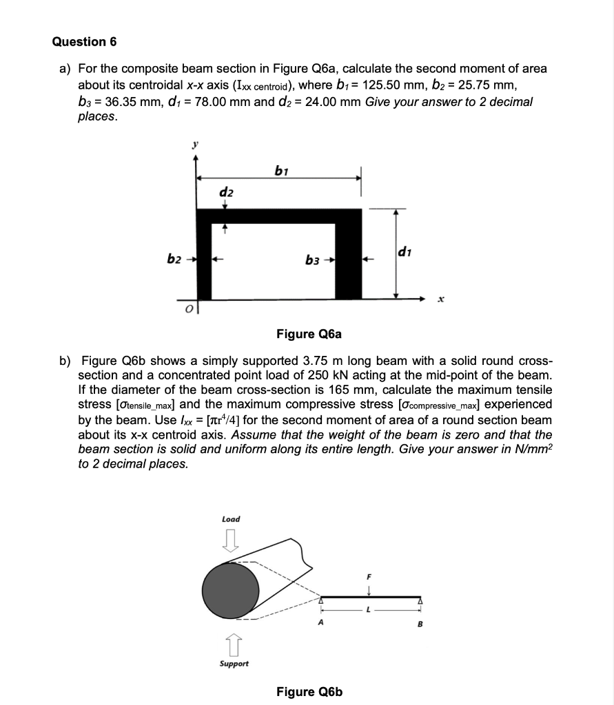 Solved a) For the composite beam section in Figure Q6a, | Chegg.com