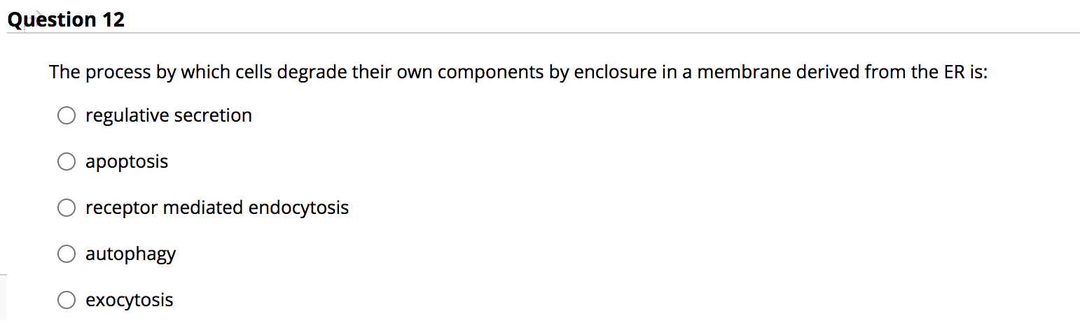 Solved Question 12 The Process By Which Cells Degrade Their Chegg Com
