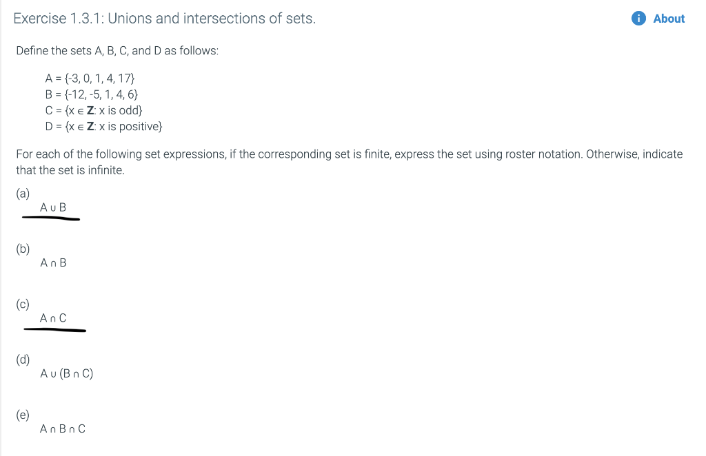 Solved Exercise 1 3 3 Unions And Intersections Of Sequen Chegg Com