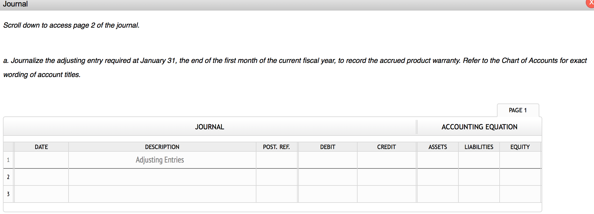 Solved ACcrued product warranty 1. Instructions Chart of