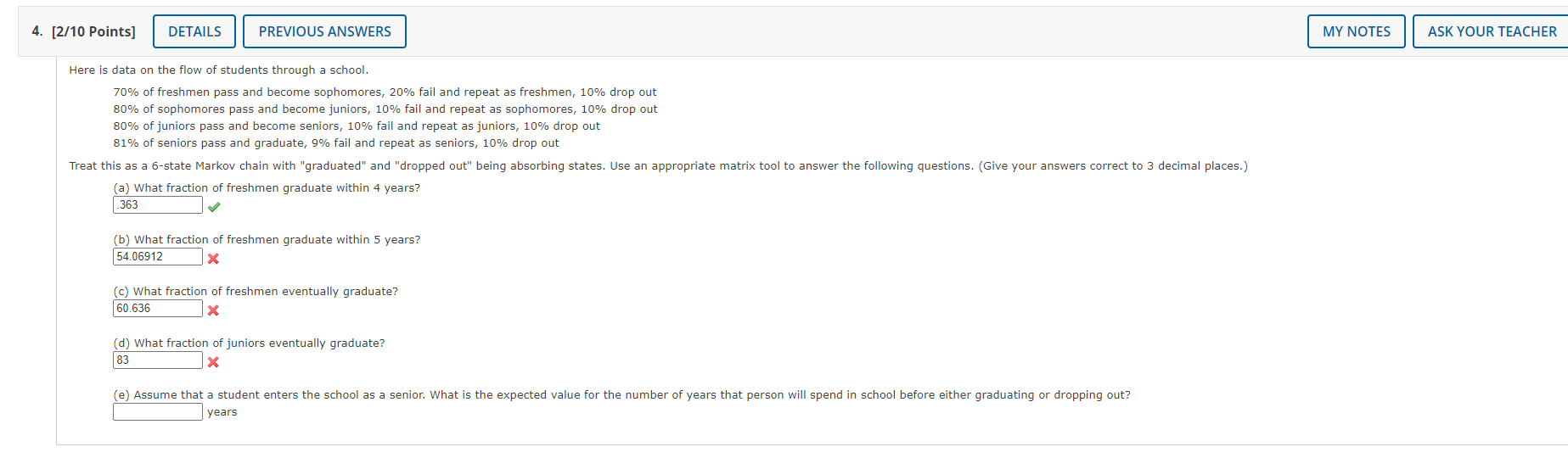 Solved 4. [2/10 Points] DETAILS PREVIOUS ANSWERS MY NOTES | Chegg.com