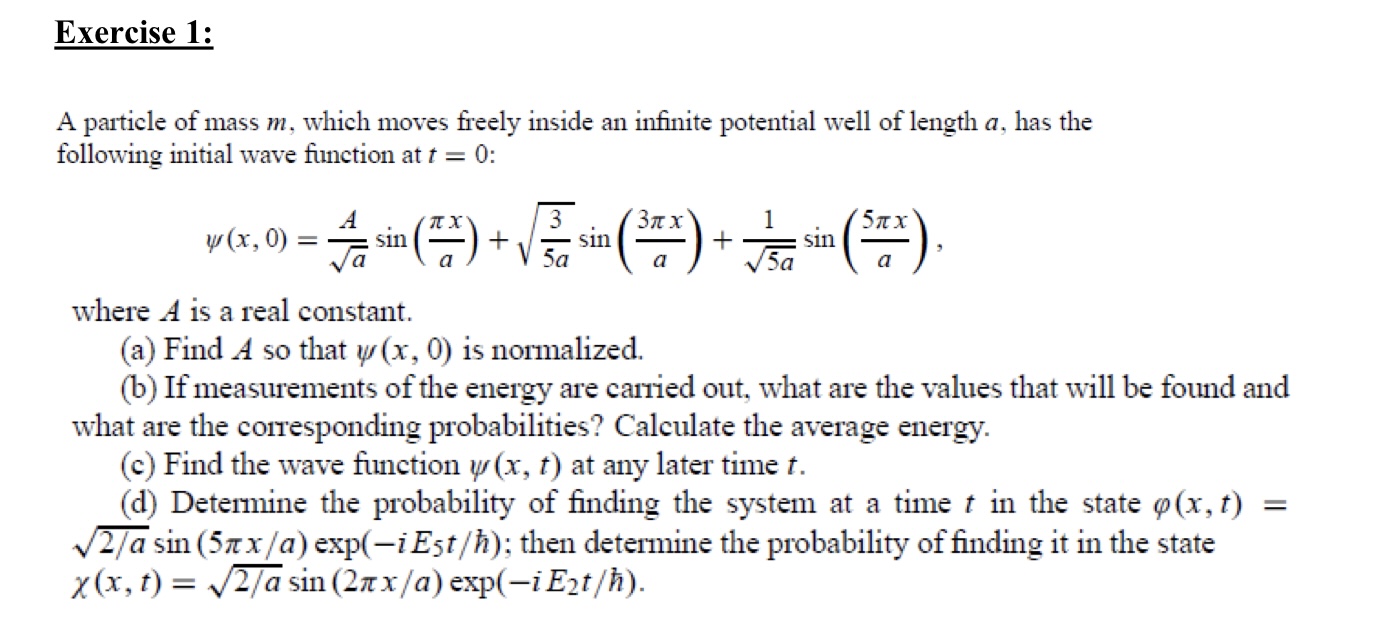 Solved A particle of mass m, which moves freely inside an | Chegg.com