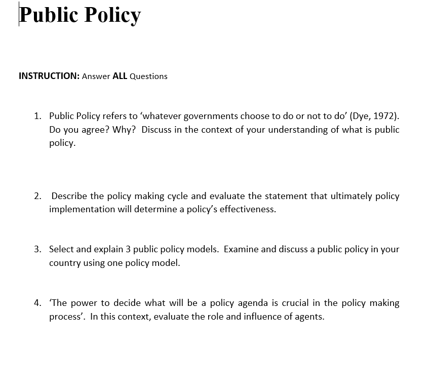 public policy essay questions
