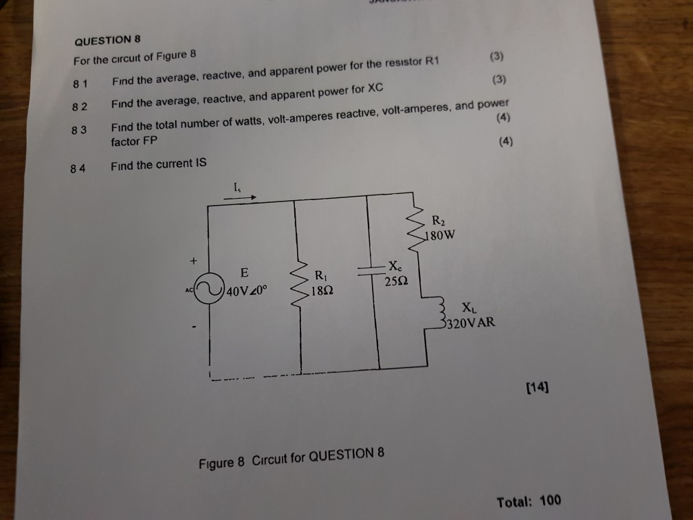 Solved QUESTION 7 Given the circuit in Figure 7. calculate | Chegg.com