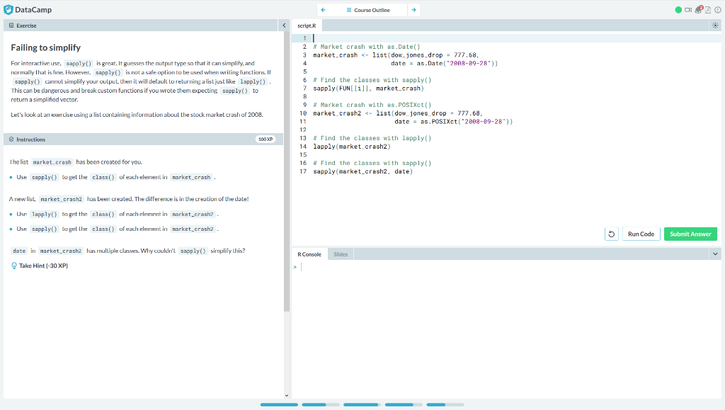 Solved DataCamp Course Outline EExercise script.R 1 2 # | Chegg.com