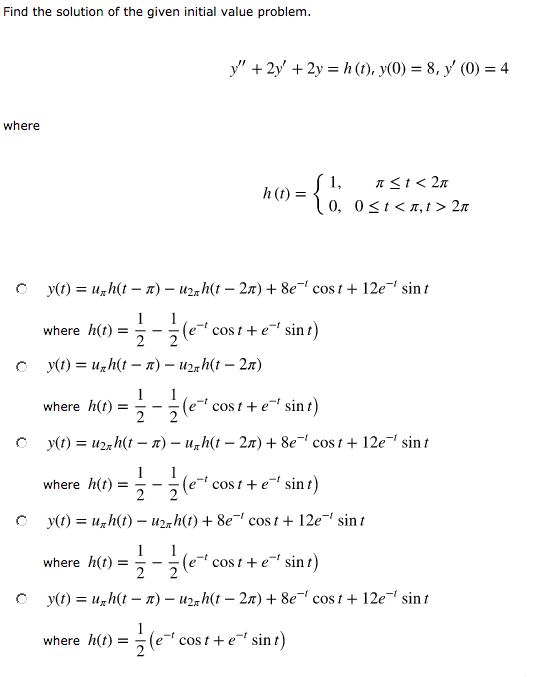 Solved Find the solution of the given initial value problem. | Chegg.com
