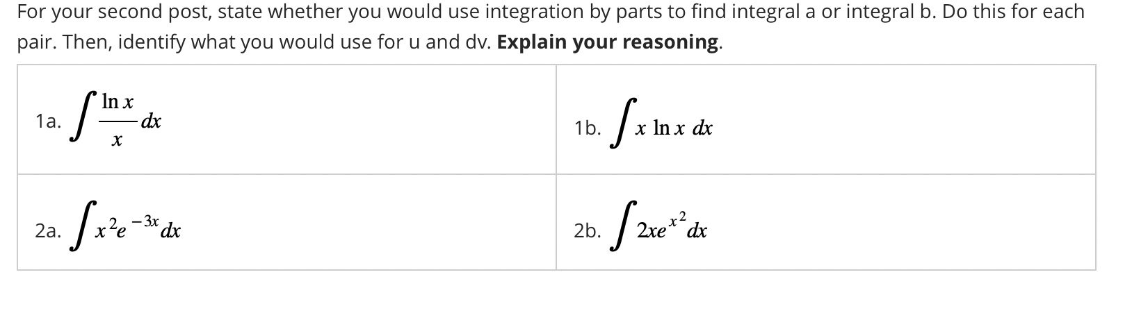 Solved For your second post, state whether you would use | Chegg.com