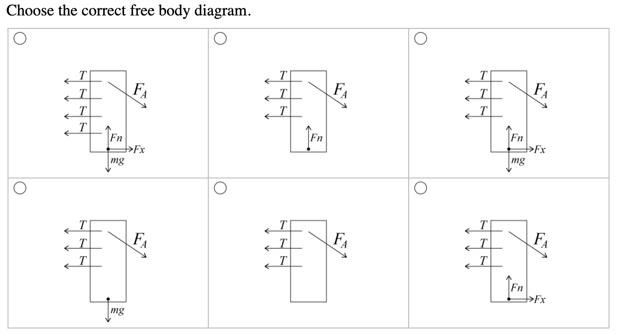 Choose the correct free body diagram.