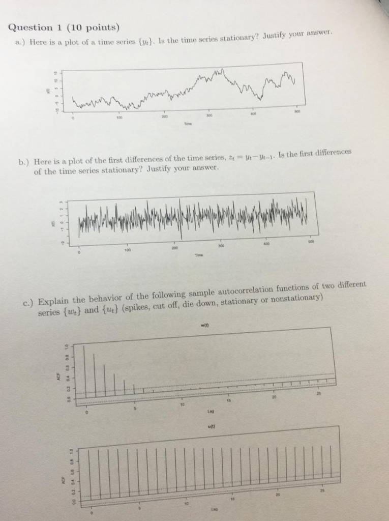 Solved Question 1 (10 points) a.) Here is a plot of a time | Chegg.com