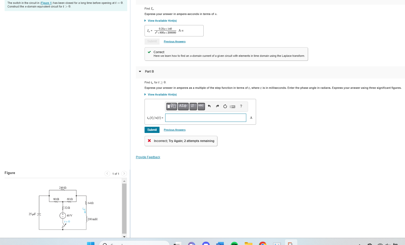 Solved The switch in the circuit in (Figure 1) ﻿has been | Chegg.com