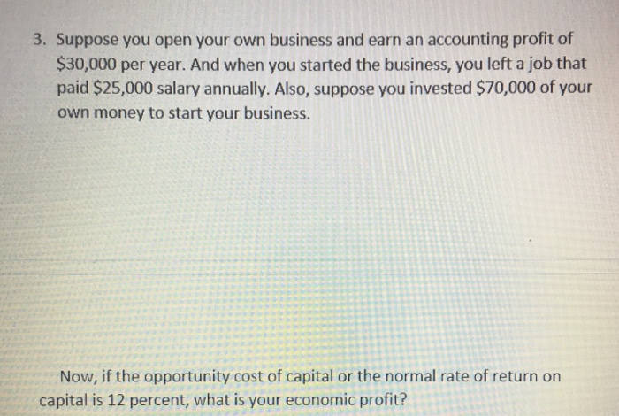 Solved 3. Suppose you open your own business and earn an | Chegg.com