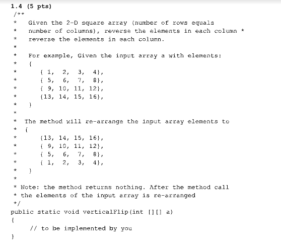 Solved 1.4 (5 pts) Given the 2-D square array (number of | Chegg.com