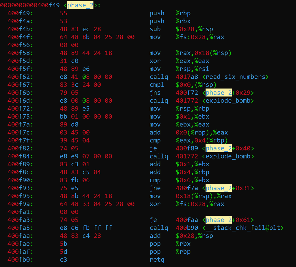 Hello I need help with the binary bomb lab, phase 2.