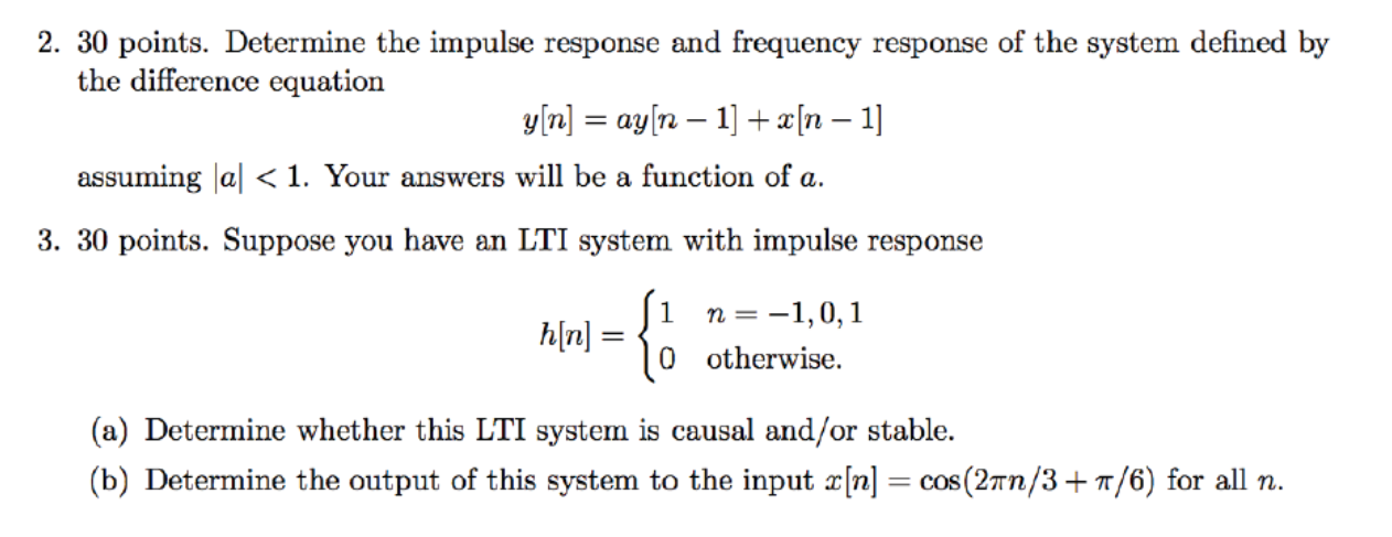 Solved 2 30 Points Determine The Impulse Response And