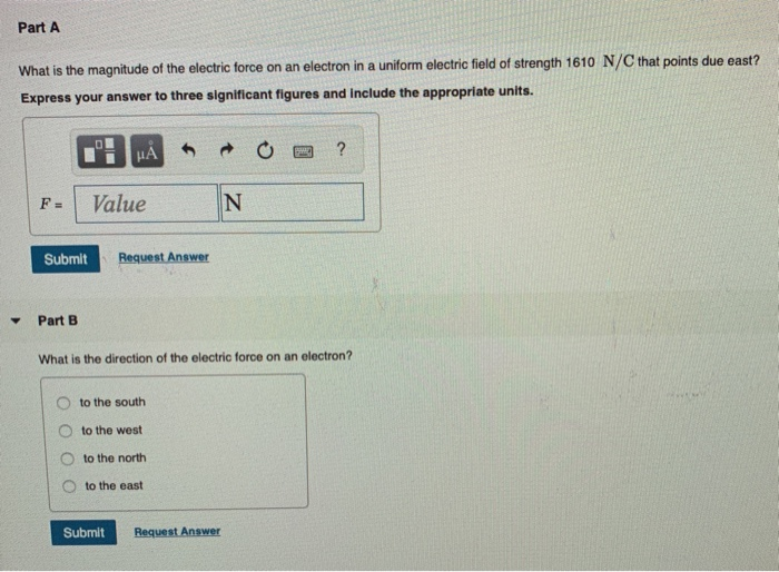 Solved Part A What is the magnitude of the electric force on | Chegg.com