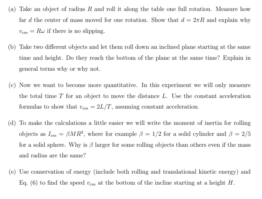 Solved (a) Take an object of radius R and roll it along the | Chegg.com