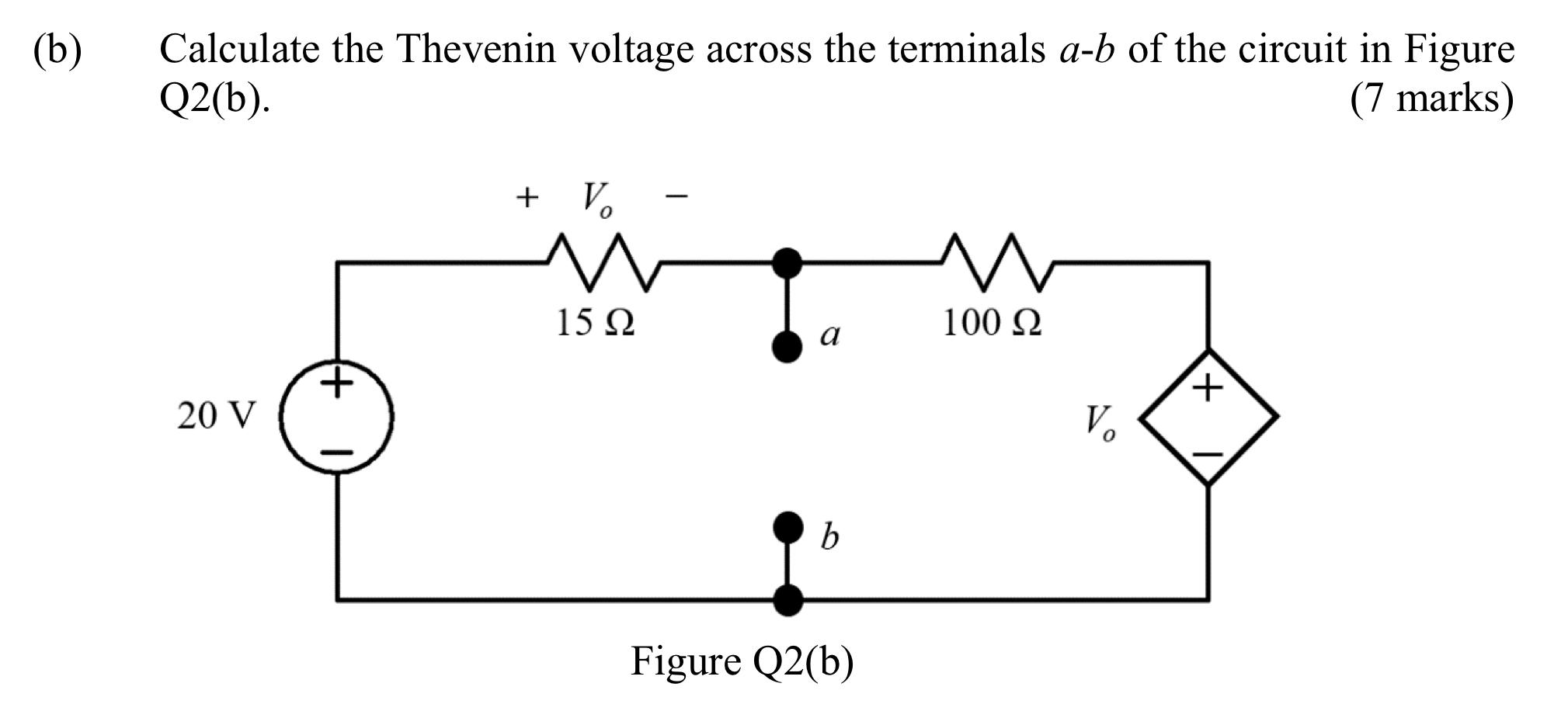 Solved (b) Calculate The Thevenin Voltage Across The | Chegg.com