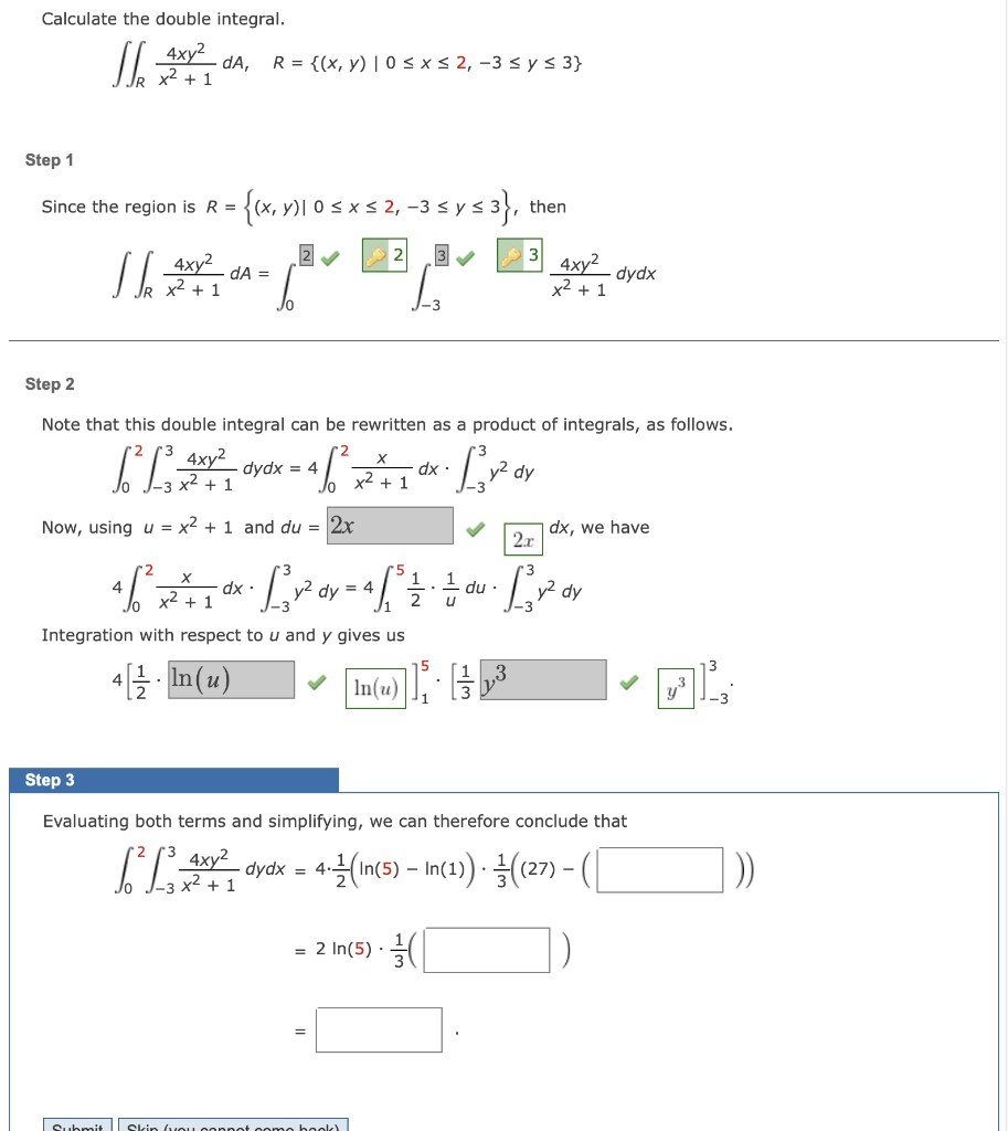 Solved Calculate the double integral. dA, R = {(x,y) OSX S2, | Chegg.com