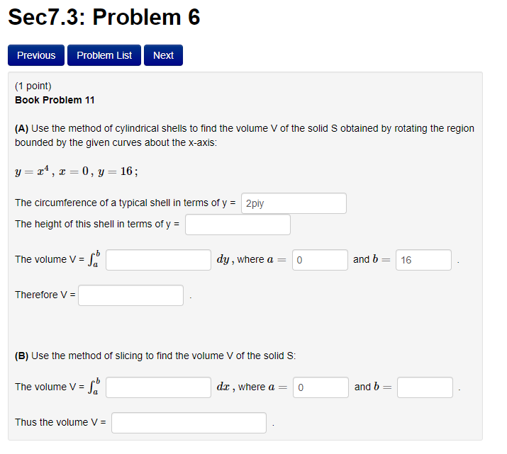 Solved Sec7.3: Problem 6 Previous Problem List Next (1 | Chegg.com