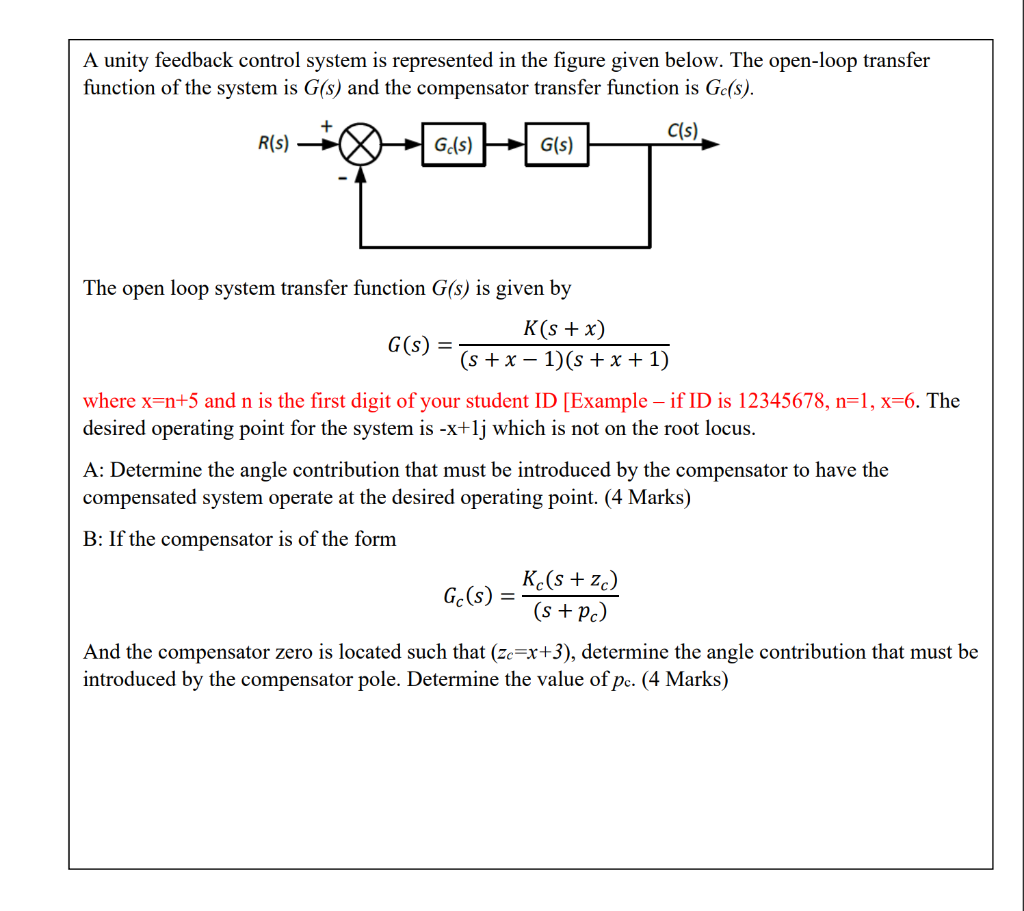 Solved A Unity Feedback Control System Is Represented In Chegg Com