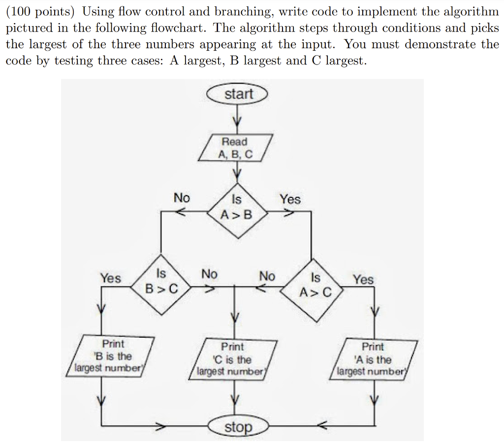 Solved (100 points) Using flow control and branching, write | Chegg.com
