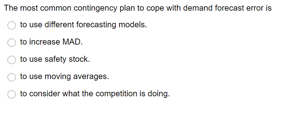 Solved The most common contingency plan to cope with demand | Chegg.com