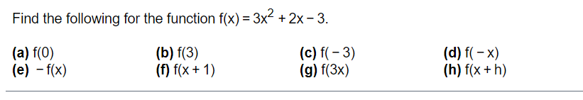 Solved Find the following for the function f(x) = 3x2 + | Chegg.com