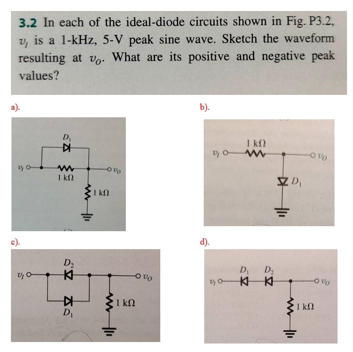 Solved 32 In Each Of The Ideal Diode Circuits Shown In Fig 5015