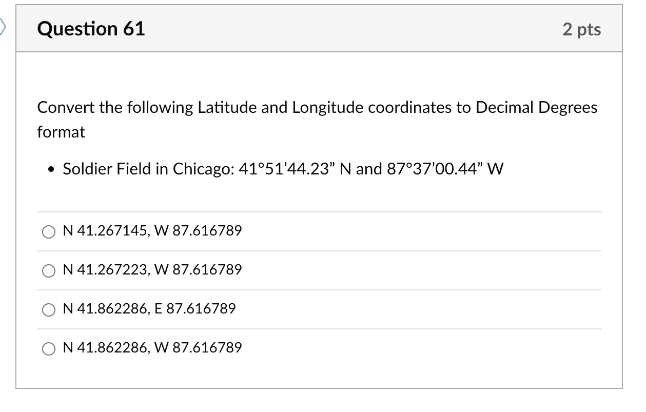 Latitude and longitude clearance in decimal format