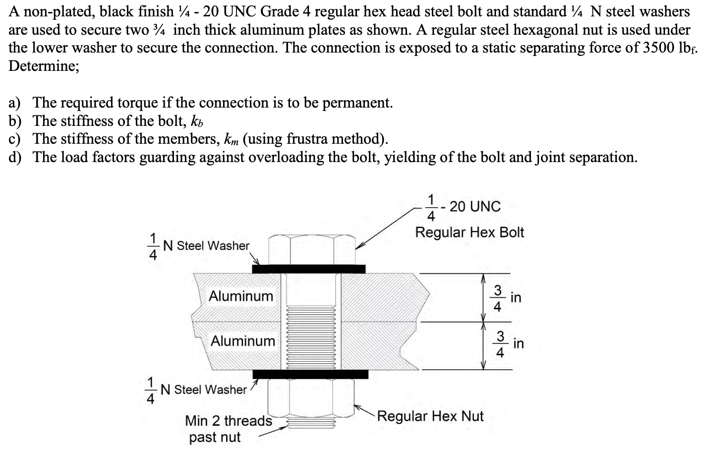 Solved A Non Plated Black Finish 14 Unc Grade 4 Reg Chegg Com