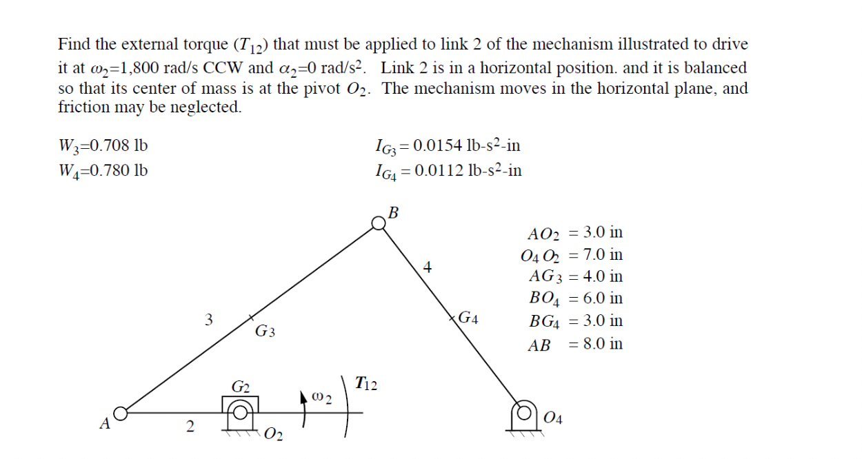 Solved Find the external torque (T12) that must be applied | Chegg.com