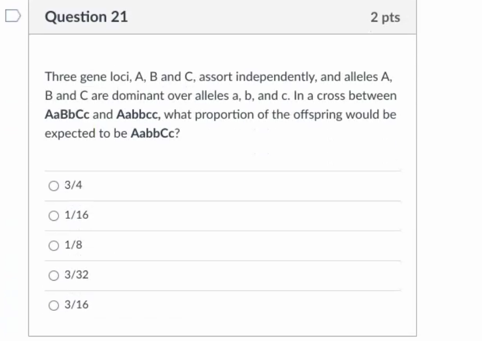 Solved Question 21 2 Pts Three Gene Loci, A, B And C, Assort | Chegg.com