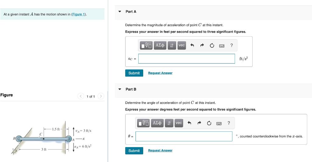 Solved Part A At a given instant has the motion shown in | Chegg.com
