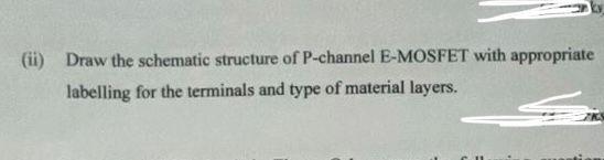 Solved (ii) Draw the schematic structure of P-channel | Chegg.com