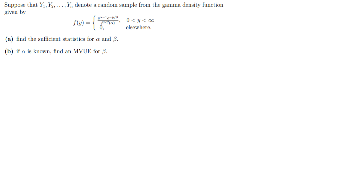 Solved Suppose That Yı, Y2, ..., Yn Denote A Random Sample | Chegg.com