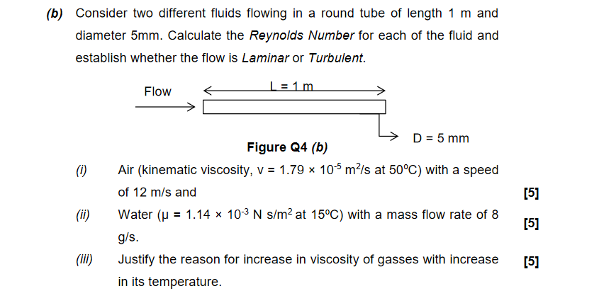 Solved (b) Consider two different fluids flowing in a round | Chegg.com
