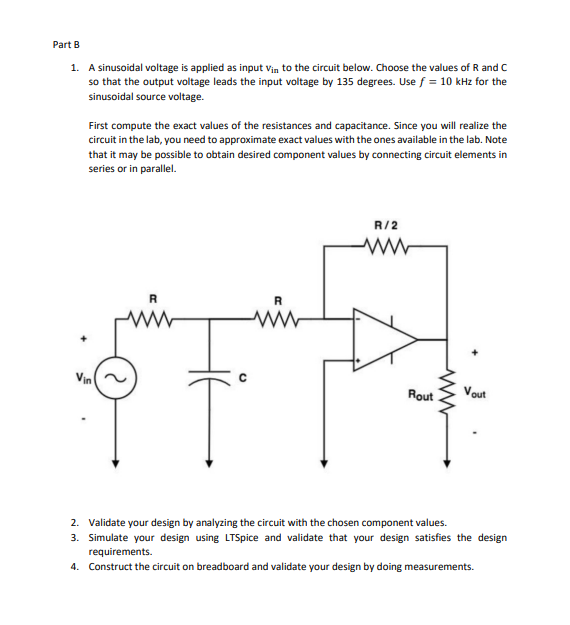 Solved Part B 1. A sinusoidal voltage is applied as input | Chegg.com