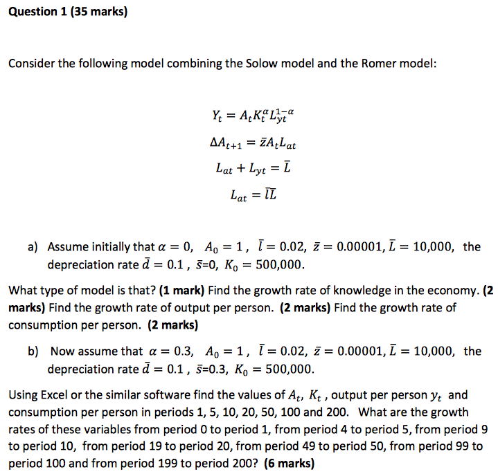 Question 1 (35 marks) Consider the following model | Chegg.com
