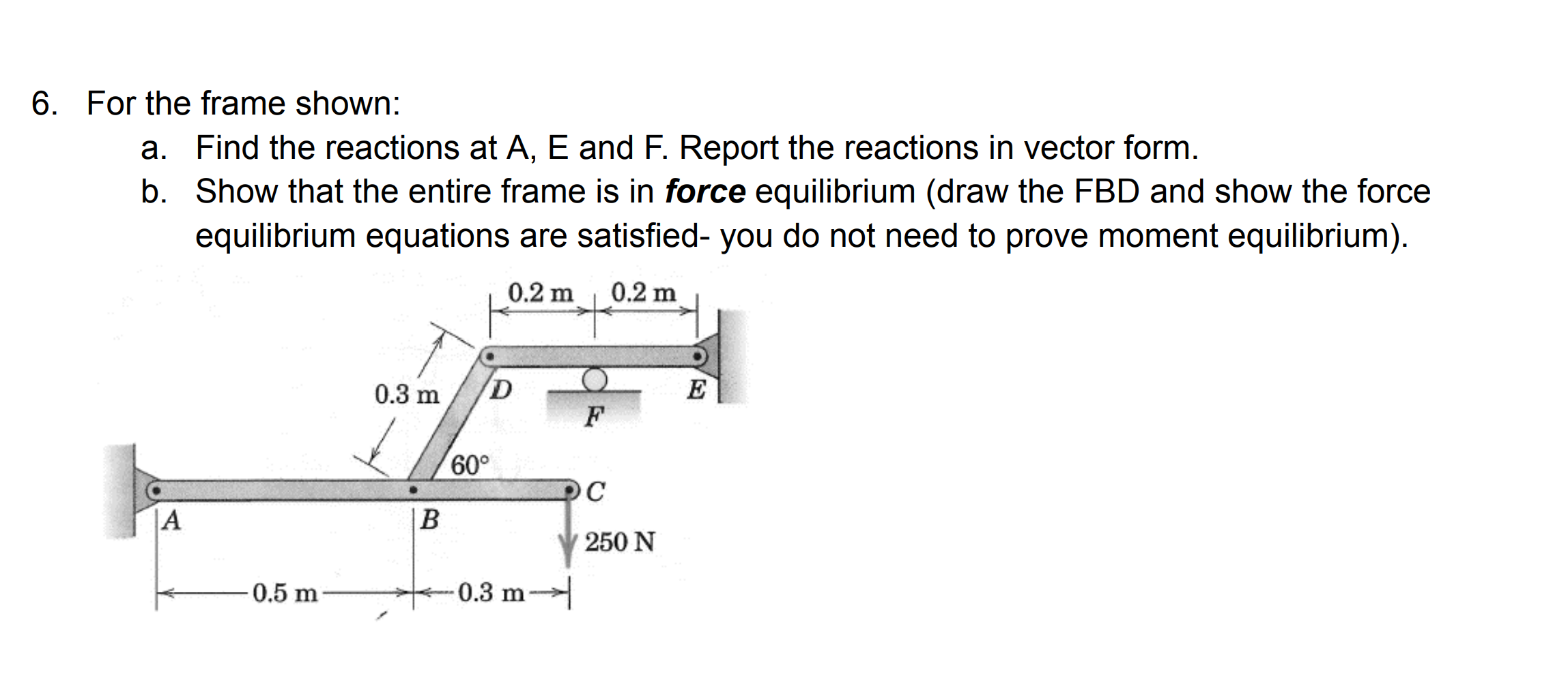 Solved 6. ﻿For the frame shown:a. ﻿Find the reactions at A, | Chegg.com