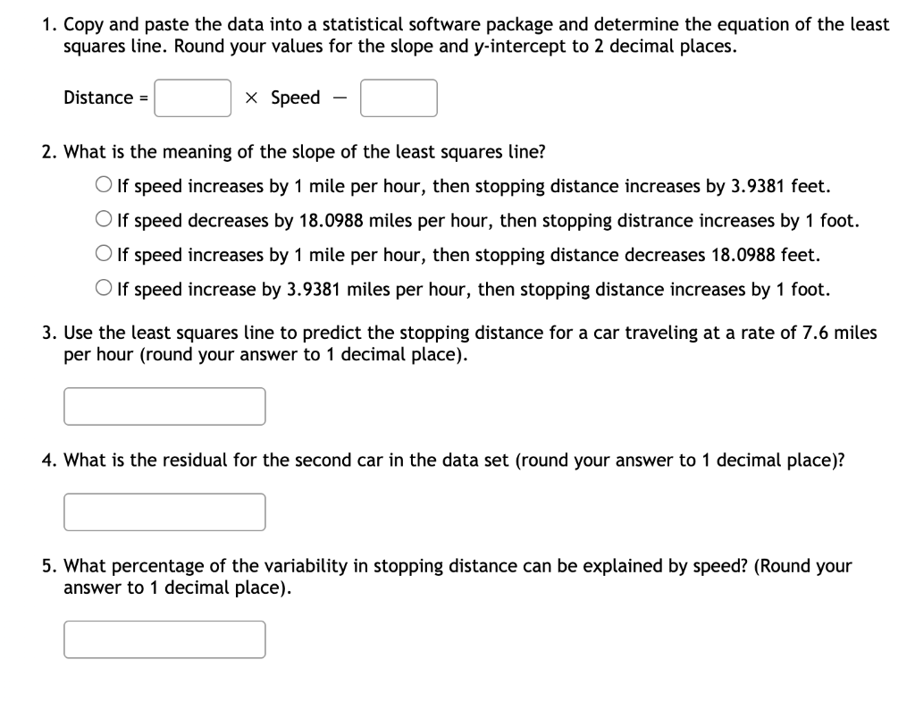 Solved The data set provided below contains the speeds and | Chegg.com