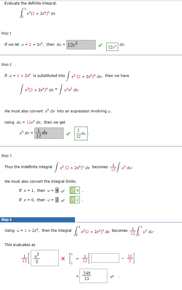 Solved Evaluate the definite integral Step 1 If we let u=2 | Chegg.com