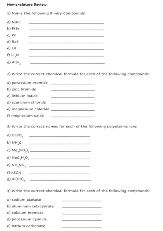 Solved Nomenclature Review: 1) Name the following Binary | Chegg.com