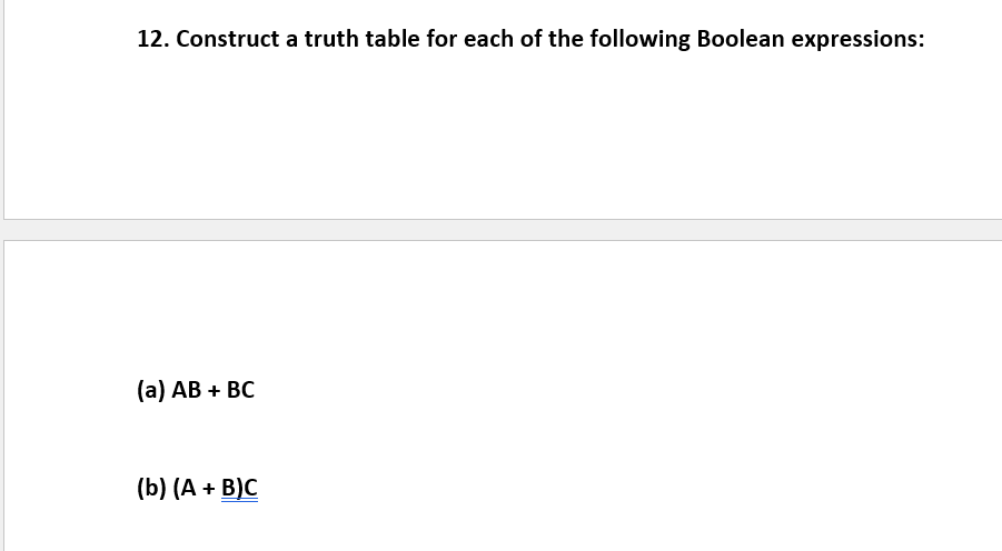 Solved 12. Construct A Truth Table For Each Of The Following | Chegg.com