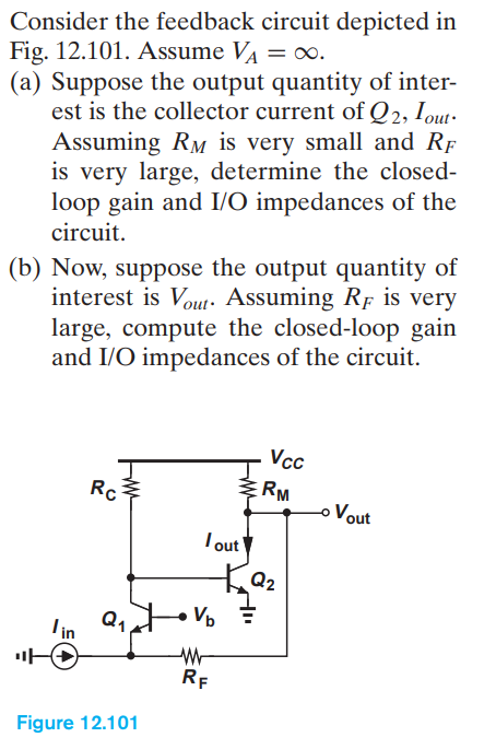 Solved Consider the feedback circuit depicted in Fig. Circuit Diagram