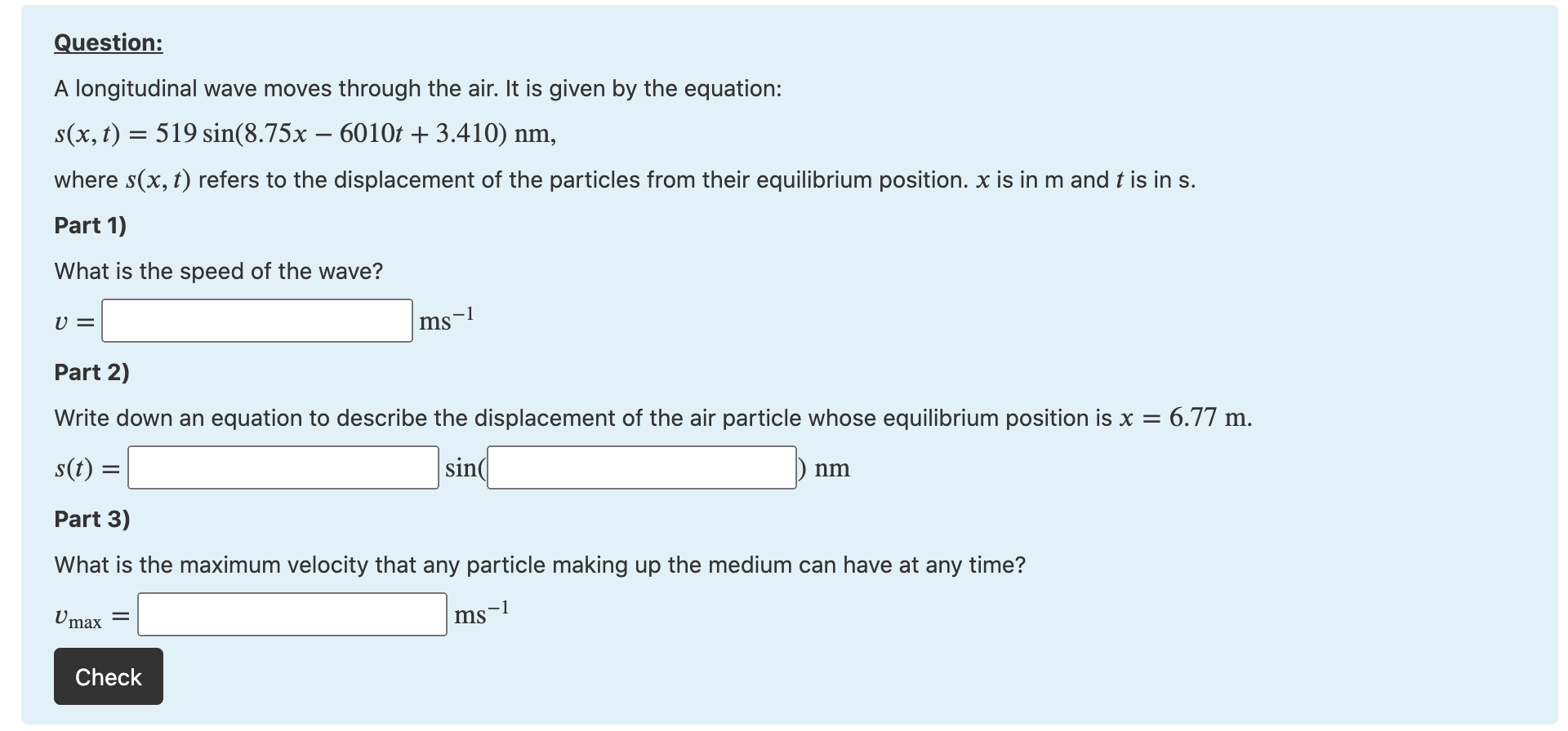 Solved Question: A longitudinal wave moves through the air. | Chegg.com