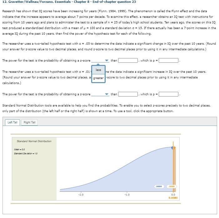 Solved 12 Gravetter Wallnau Forzano Essentials Chapter 8 Chegg