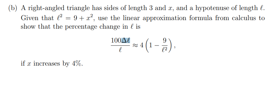 the possible length of sides of a right angled triangle are